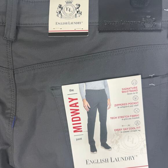 NWT English Laundry Mens Midway Tech Stretch Straight Leg Grey Pants 34 x 30 - Picture 8 of 10